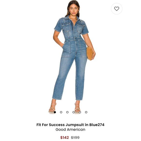 GOOD AMERICAN Fit For Success Stretch Denim Jumpsuit small NWT - Picture 2 of 7